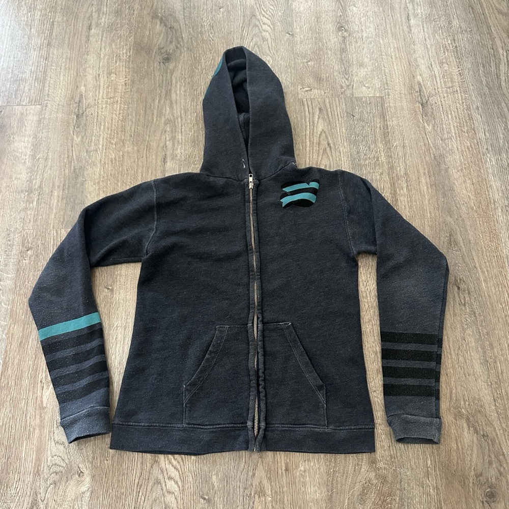 Freecity Black and Teal Hoodie
